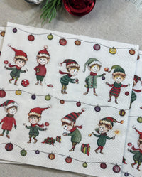 Christmas Elves Decoupage Napkins – Holiday Craft Paper, Decoupage Napkins, Christmas Paper, DIY Paper, Holiday Paper, Soap Making Paper