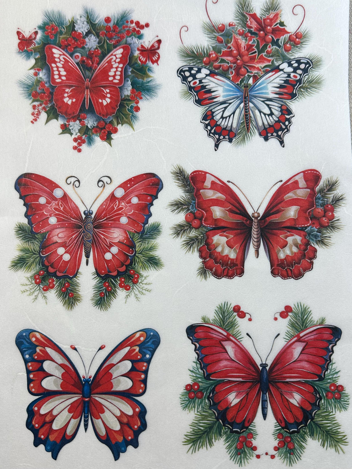 A4 Rice Paper - Holiday Butterfly Designs - Upcycling, Decoupage