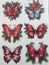 A4 Rice Paper - Holiday Butterfly Designs - Upcycling, Decoupage