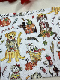 Harvest Dogs Napkin - Fall Decoupage Napkins, Fall Puppy Napkins, Cocktail Napkins, Fall Papers, DIY Paper, Dog Lovers, Animal Craft Gifts,