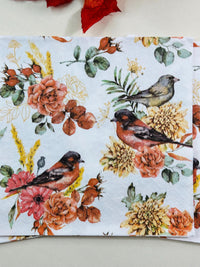 Autumn Bird Decoupage Napkins: Fall Thanksgiving Paper Crafts