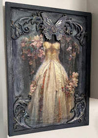 A4 Rice Paper, Vintage Queens Gown for Decoupage, Bottle Art, Canvas Art, Junk Journals, Gown w/ Flowers Paper, Mirror Design, Mixed Media