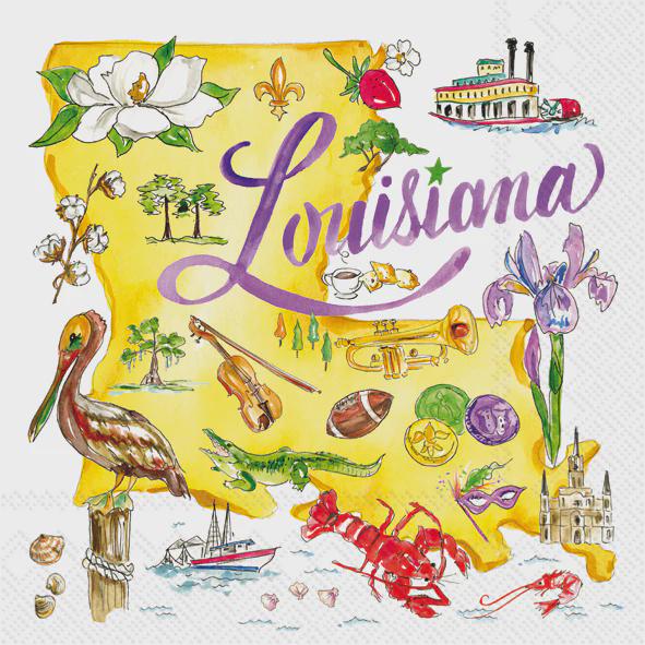 Decoupage Napkin, Louisiana State Paper, State Themed Napkins, Craft Napkins, Shell Making Paper, Crawfish Paper, Mardi Gras Mask, States