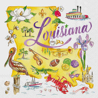 Decoupage Napkin, Louisiana State Paper, State Themed Napkins, Craft Napkins, Shell Making Paper, Crawfish Paper, Mardi Gras Mask, States