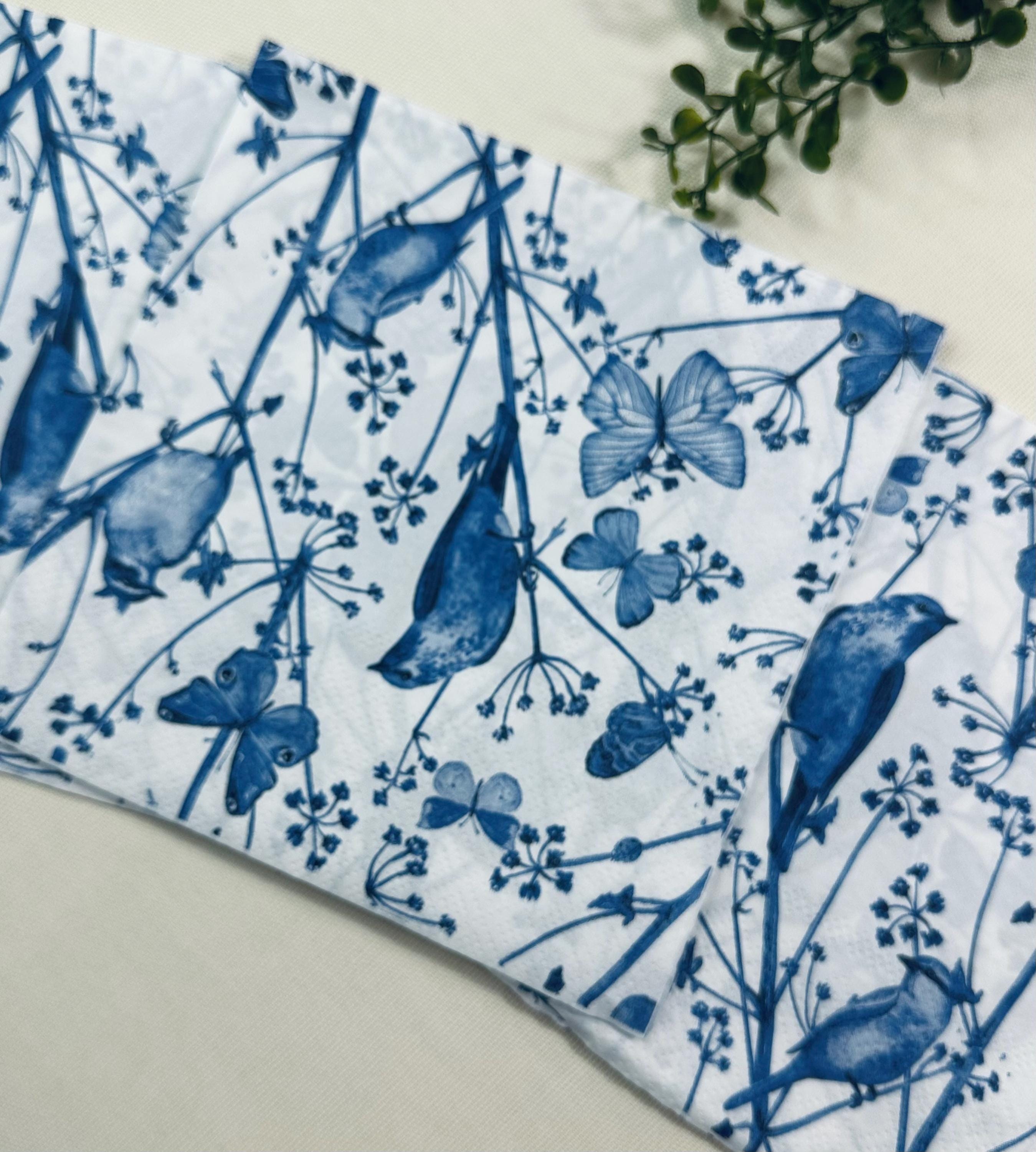 Blue Bird Decoupage Napkins – Butterfly Design, Bridal Decor