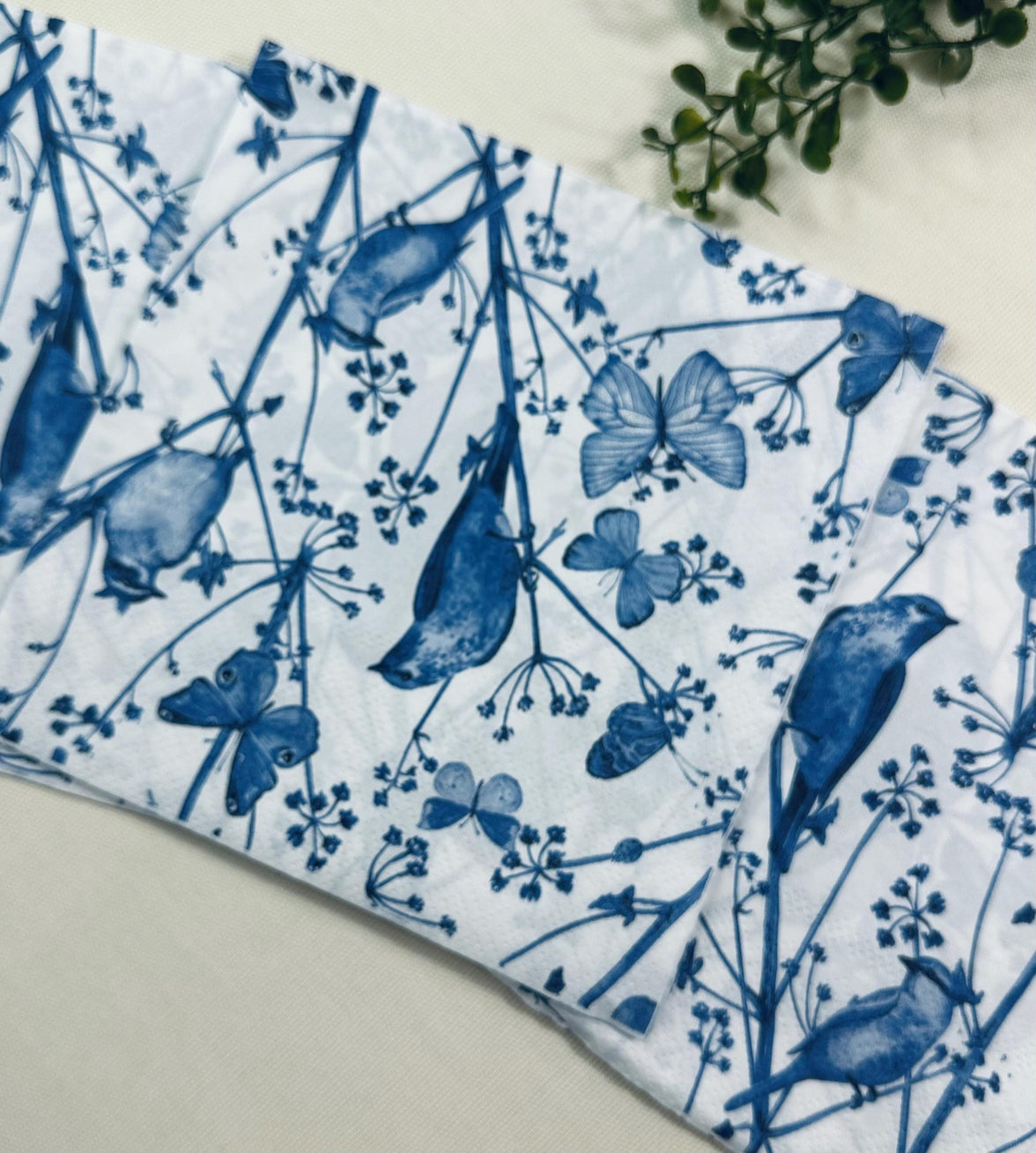 Blue Bird Decoupage Napkins – Butterfly Design, Bridal Decor