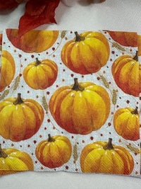 Autumn Pumpkin Decoupage Napkins: Fall Thanksgiving Paper (5x5 inch, 3 pack)
