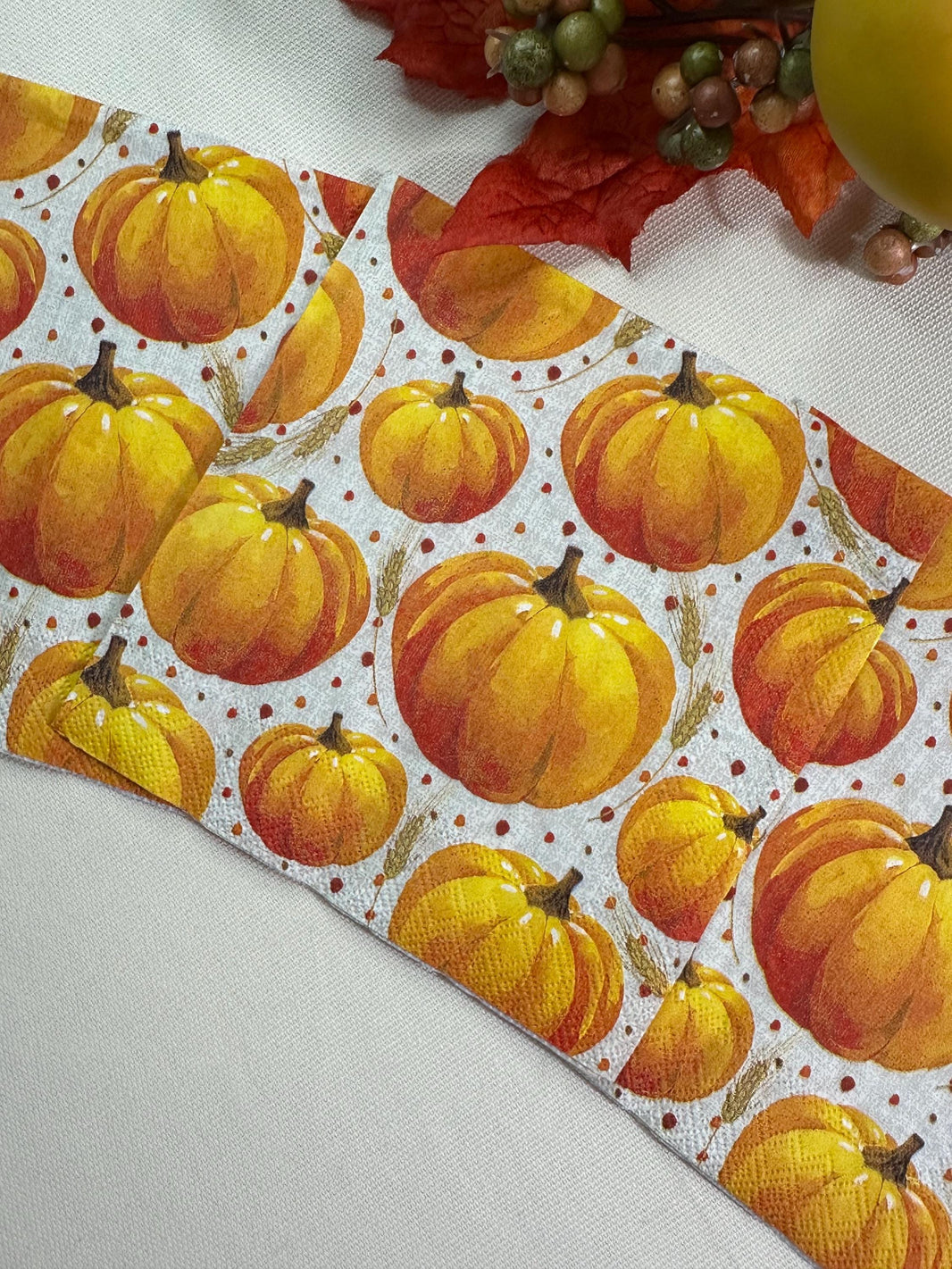 Autumn Pumpkin Decoupage Napkins: Fall Thanksgiving Paper (5x5 inch, 3 pack)
