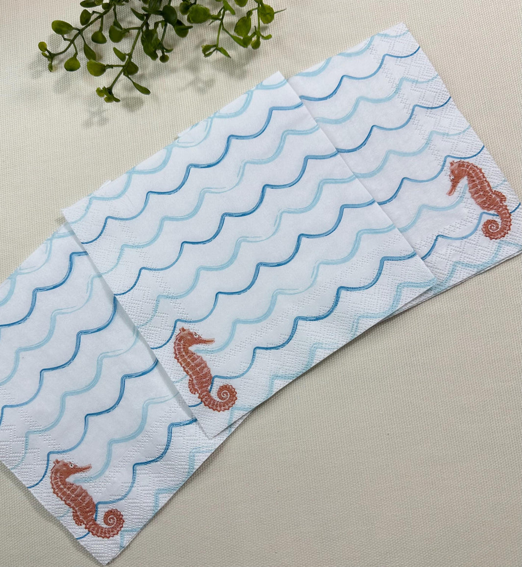 Seahorse Napkins, Beach Wave Napkins, Decoupage Napkins, Ocean Paper Napkin, Beverage Napkins, Decoupage Supplies, Beach Wedding Gift, Water