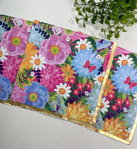 Floral Butterfly Decoupage Napkins: Spring Flower Paper, DIY Craft (3 Pieces/Pack, 6.5" Folded
