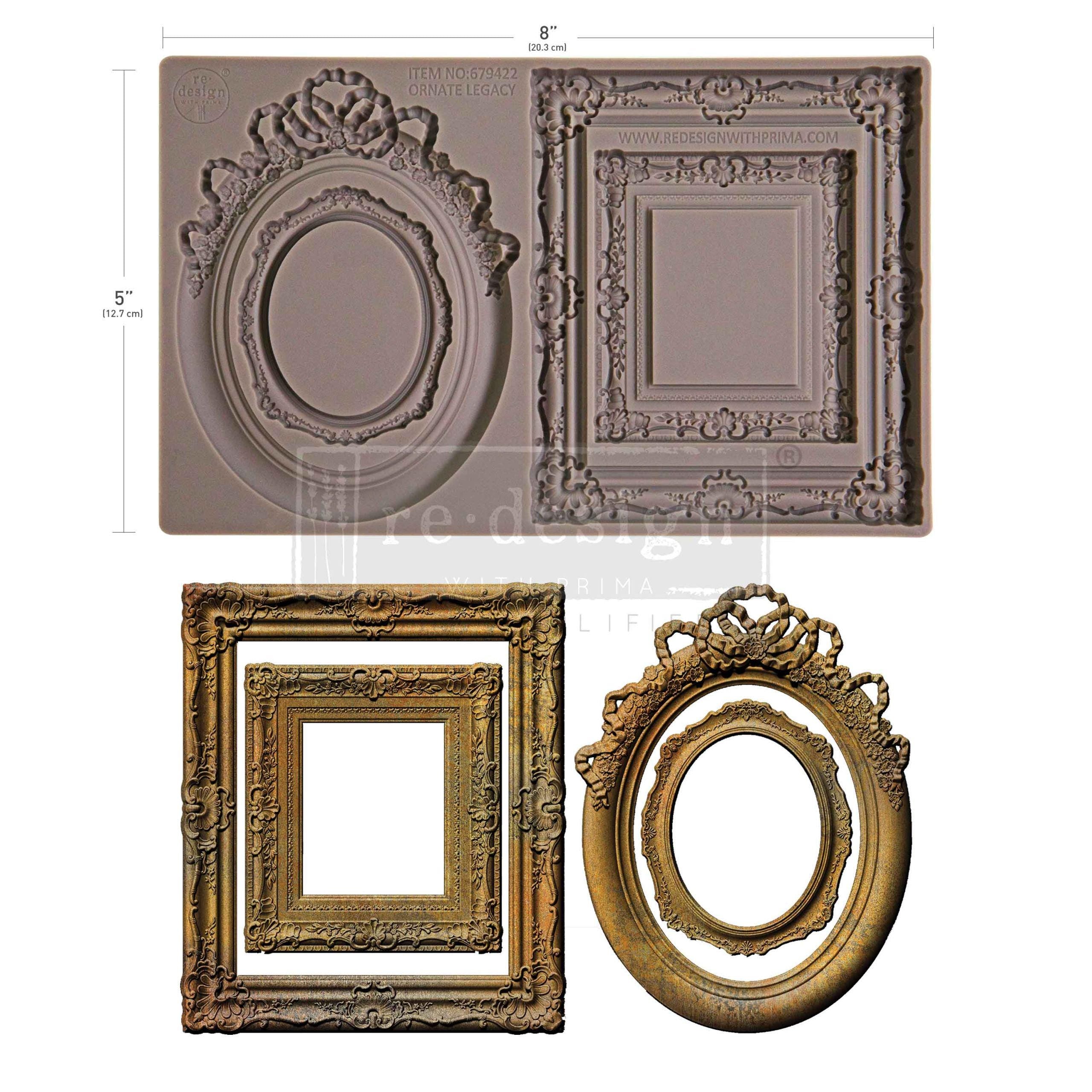 Frames Mold - Vintage Ornate Frames - Re Design with Prima - Silicone Molds, New Frame Mould Casting Mold, Mixed Media Molds, Decoupage Idea