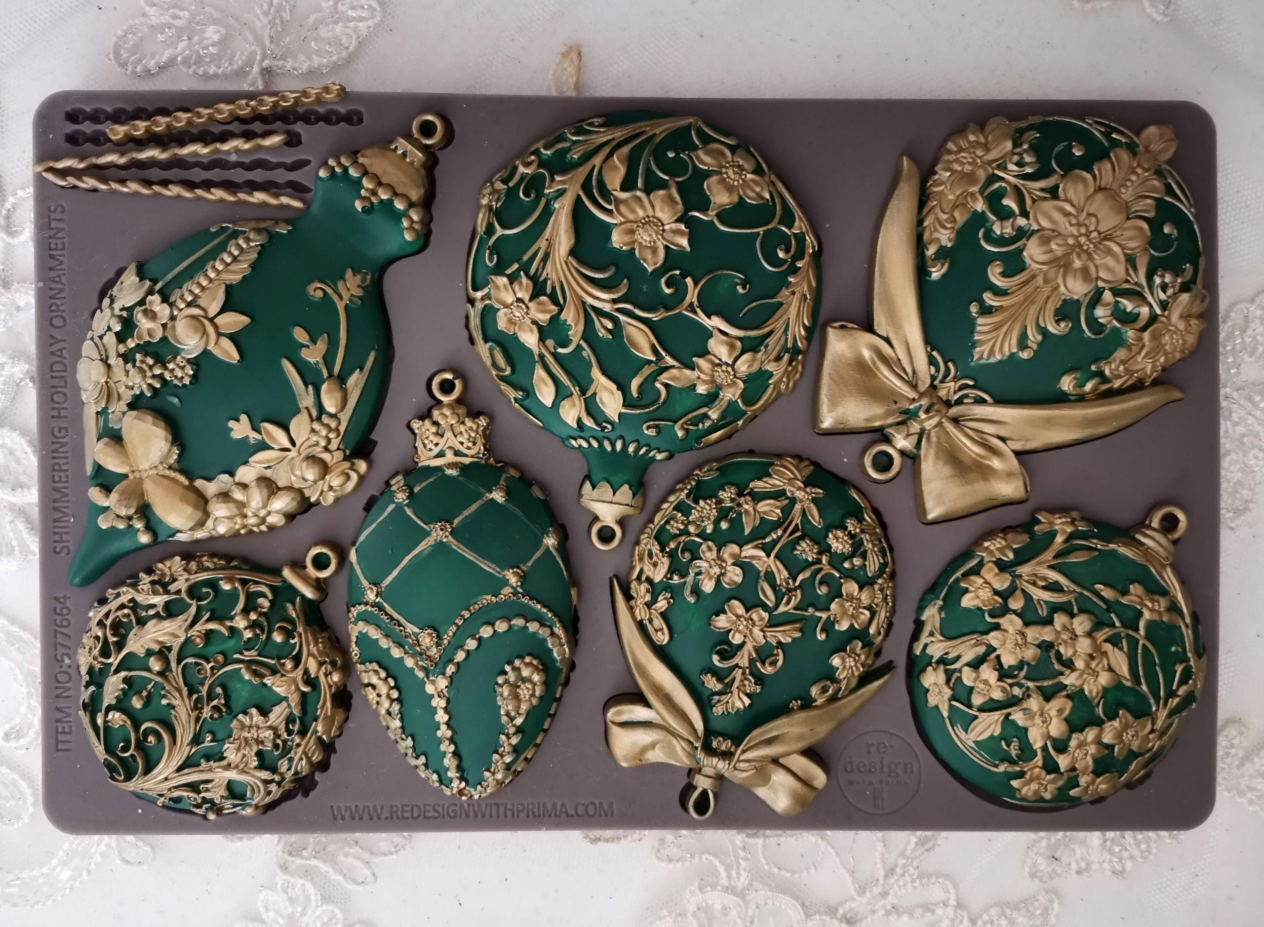 New Ornaments Mold - Holiday Ornaments, Re-Design with Prima - Silicone Mold, Casting Mold, Mixed Media, Upcycling, Candy Molds, Ornaments