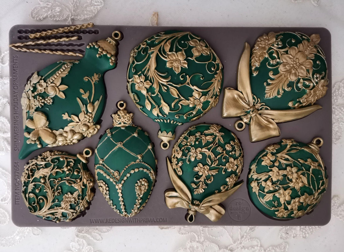 New Ornaments Mold - Holiday Ornaments, Re-Design with Prima - Silicone Mold, Casting Mold, Mixed Media, Upcycling, Candy Molds, Ornaments