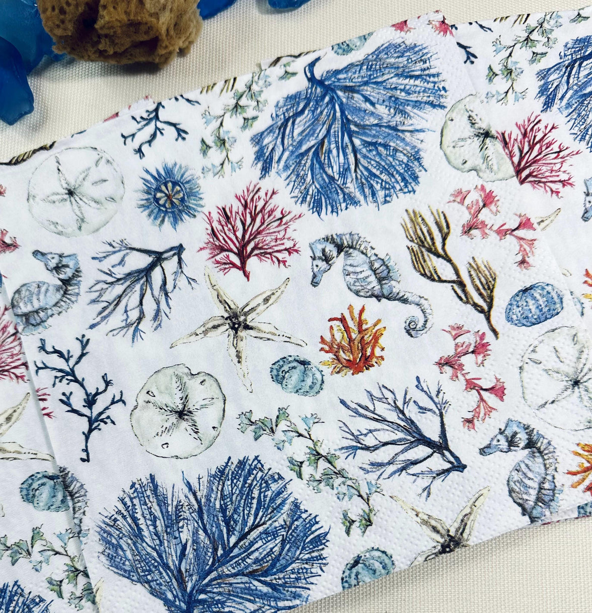 Coastal Napkins, Sea Life Paper, Decoupage Napkins, Ocean Paper Napkin, Beverage Napkins, Decoupage Supplies, Marine Life, Candle Wrap