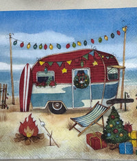 Christmas Camping - Coastal Christmas Decoupage Napkins, Christmas Paper, DIY Paper, Holiday Paper, Craft Paper, Handmade Gift Ideas
