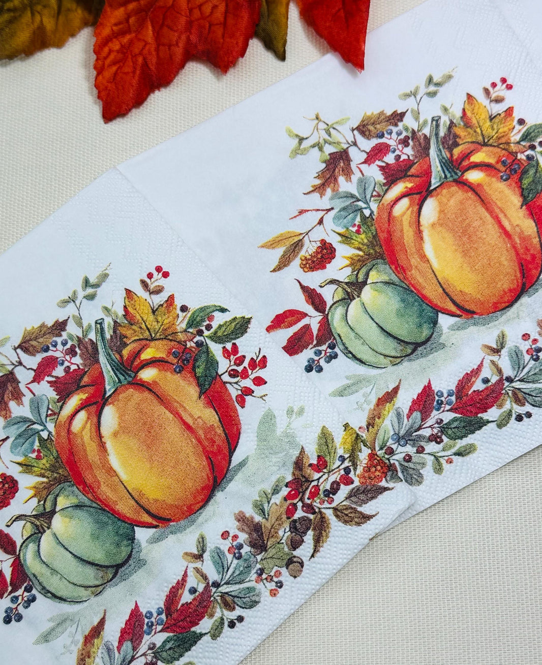 Fall Pumpkin Napkins - Decoupage Napkins, Fall Paper Napkins, Pumpkin Napkins, Fall Papers, DIY Paper, Thanksgiving Paper Gifts, Crafts