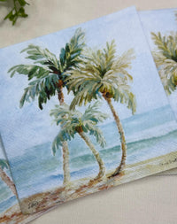 3 Coconut Palm Napkins - Decoupage Beach Themed Napkins, Coastal Paper, Beach Life, DIY Supplies, Decoupage Ocean Paper, Nautical Designs