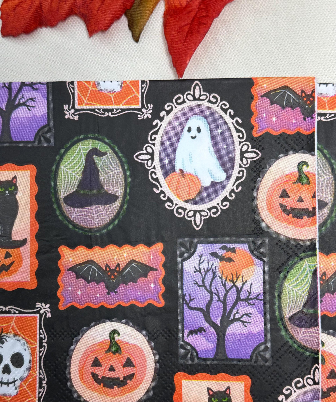 Halloween Napkin - Spooky Paper Napkins, Fall Decoupage Napkins, Ghost Napkins, Fall Papers, DIY Paper, Dog Lovers, Animal Craft Gifts