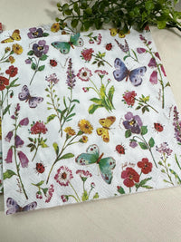 Floral Butterfly Decoupage Napkins: Lilac Flower Paper, Craft DIY