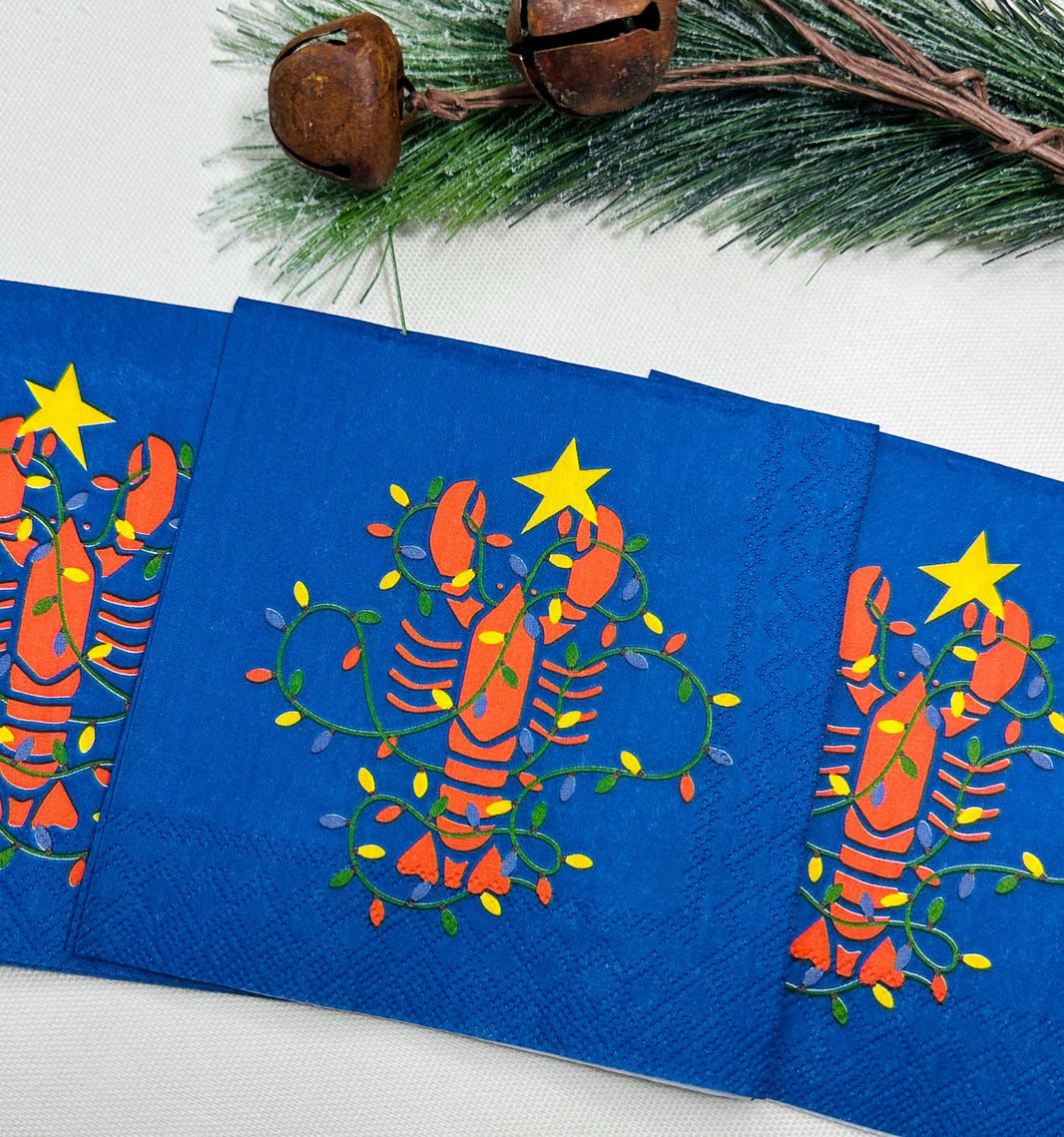 Lobster Christmas Napkins, Lobster Napkins, Christmas Nautical Paper, Blue Decoupage Napkins, Ocean Napkin, Coastal Napkins, Decoupage Paper