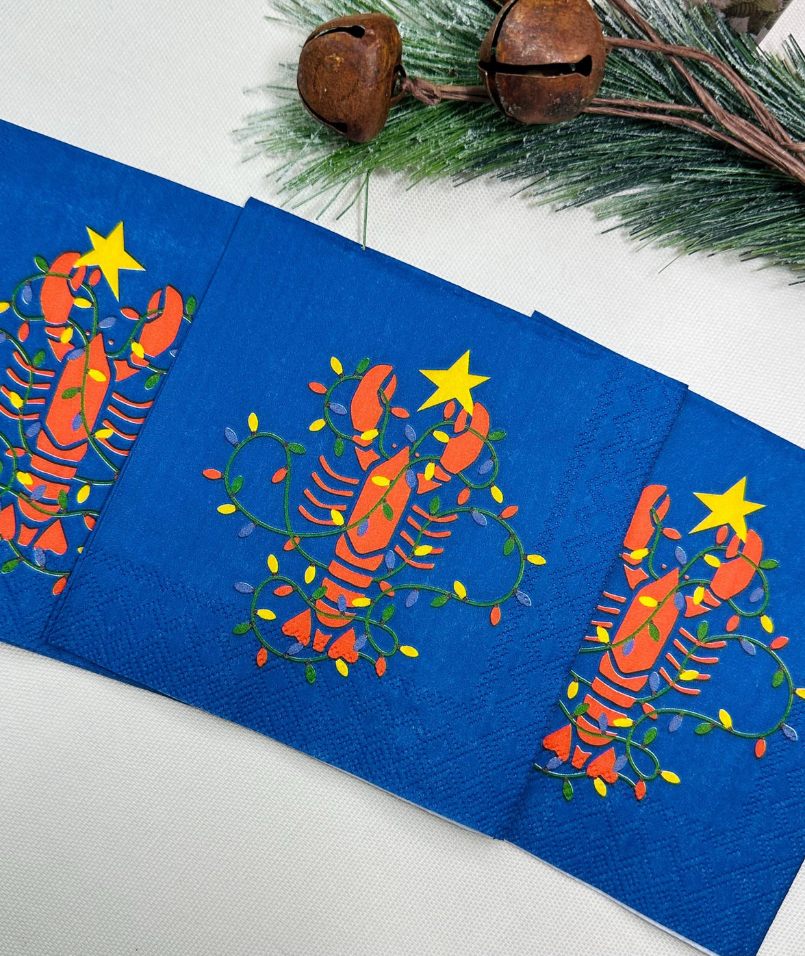 Lobster Christmas Napkins, Lobster Napkins, Christmas Nautical Paper, Blue Decoupage Napkins, Ocean Napkin, Coastal Napkins, Decoupage Paper