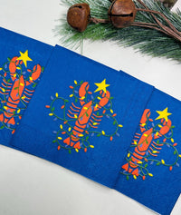 Lobster Christmas Napkins, Lobster Napkins, Christmas Nautical Paper, Blue Decoupage Napkins, Ocean Napkin, Coastal Napkins, Decoupage Paper