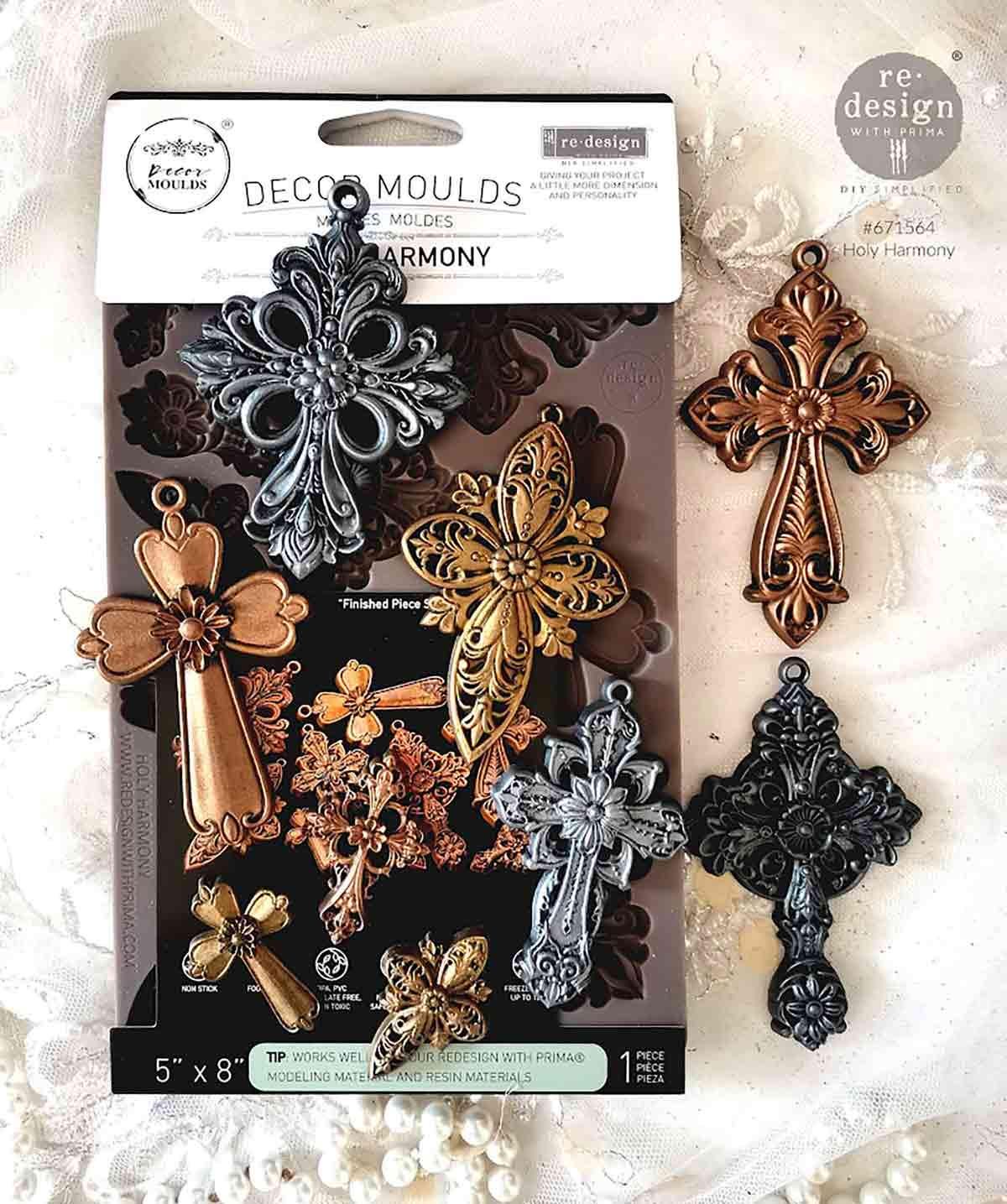 Cross Silicone Mold - Holy Harmony - Faith Mold, Cross Holiday Ornament, Silicone Molds, Casting Mold, Candy Mold, Framing Molds, Crosses