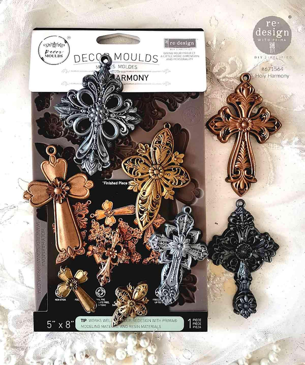 Cross Silicone Mold - Holy Harmony - Faith Mold, Cross Holiday Ornament, Silicone Molds, Casting Mold, Candy Mold, Framing Molds, Crosses