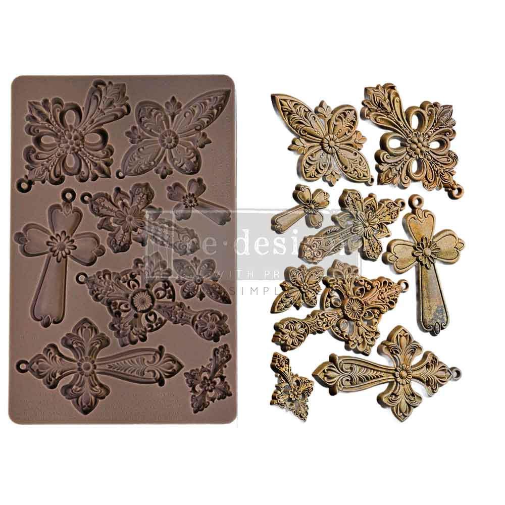 Cross Silicone Mold - Holy Harmony - Faith Mold, Cross Holiday Ornament, Silicone Molds, Casting Mold, Candy Mold, Framing Molds, Crosses