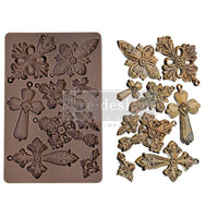 Cross Silicone Mold - Holy Harmony - Faith Mold, Cross Holiday Ornament, Silicone Molds, Casting Mold, Candy Mold, Framing Molds, Crosses