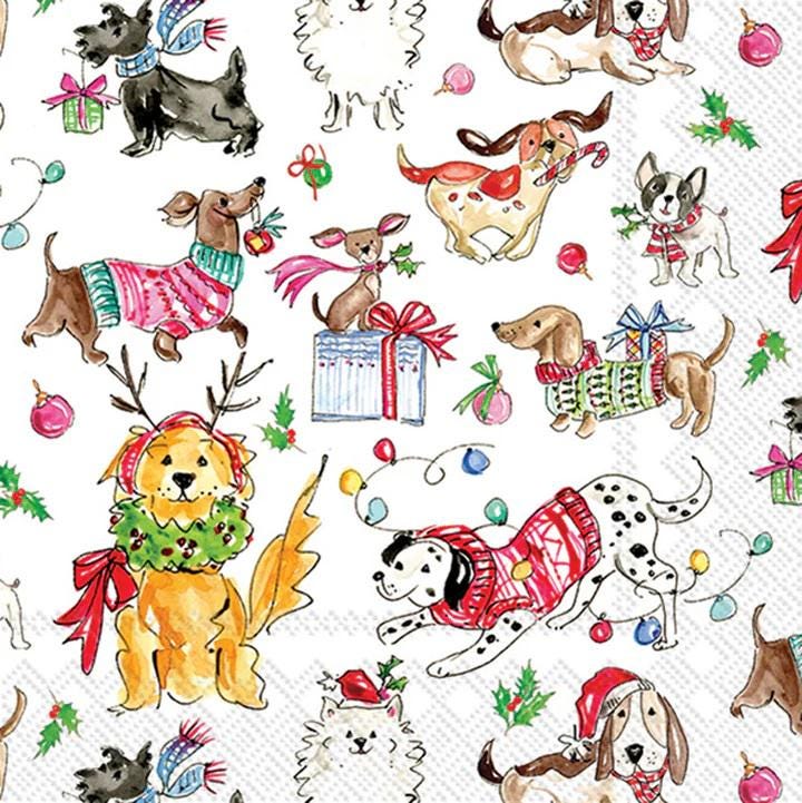 Christmas Dogs Napkins, Furry Friends, Decoupage Napkins - Puppy Napkins, Christmas Paper, Holiday Paper Crafting, Junk Journals, Shells