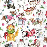 Christmas Dogs Napkins, Furry Friends, Decoupage Napkins - Puppy Napkins, Christmas Paper, Holiday Paper Crafting, Junk Journals, Shells