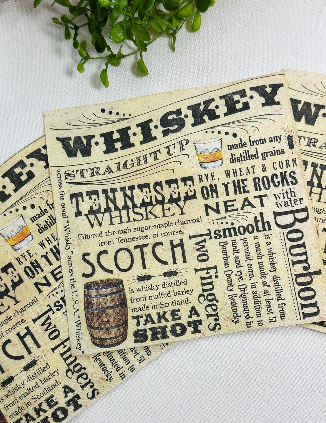 Whiskey Paper - Decoupage Whiskey Napkins, Tennesee Whiskey, Scotch Paper, Alcohol Napkins, Paper Crafting, Junk Journals, Shell Crafts