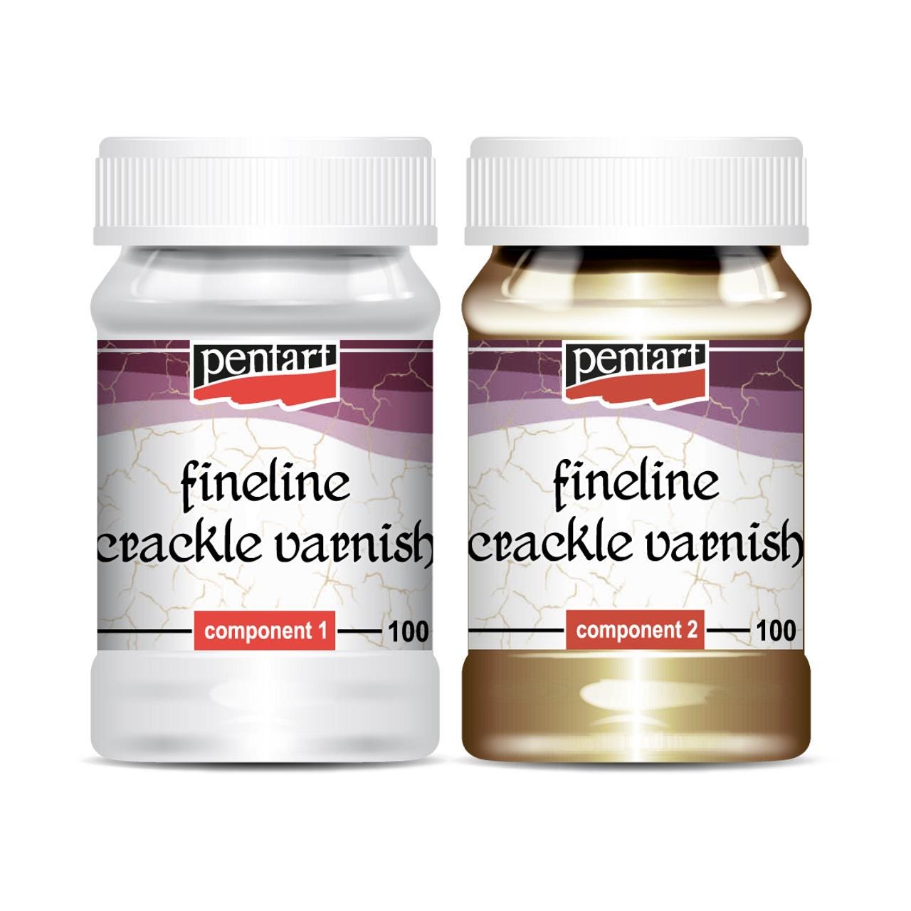 Pentart Fineline Crackle Varnish - Fine Line Cracks, Aged Effect, 2 Part Set, Pentart  Decoupage Crackle Medium, Antique Appearance