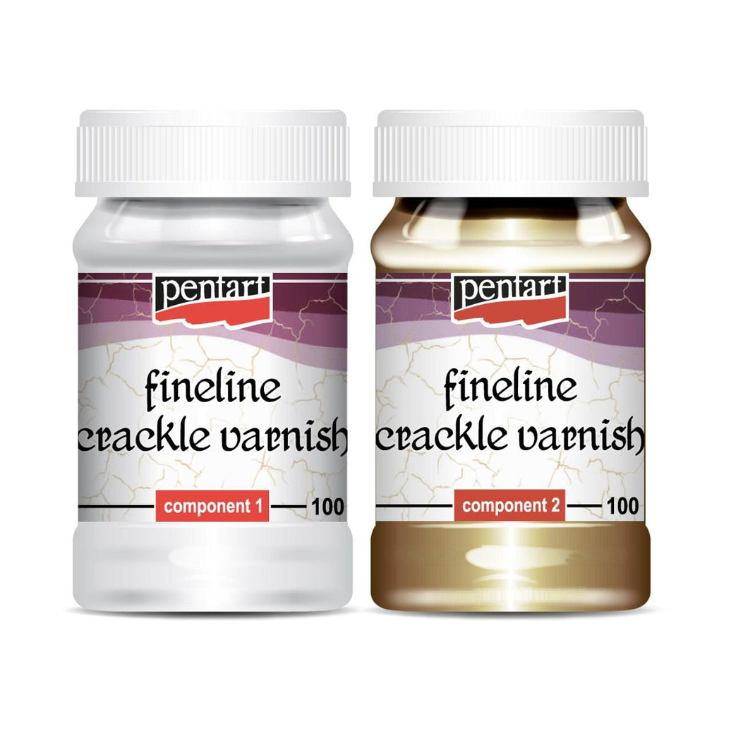 Pentart Fineline Crackle Varnish - Fine Line Cracks, Aged Effect, 2 Part Set, Pentart  Decoupage Crackle Medium, Antique Appearance