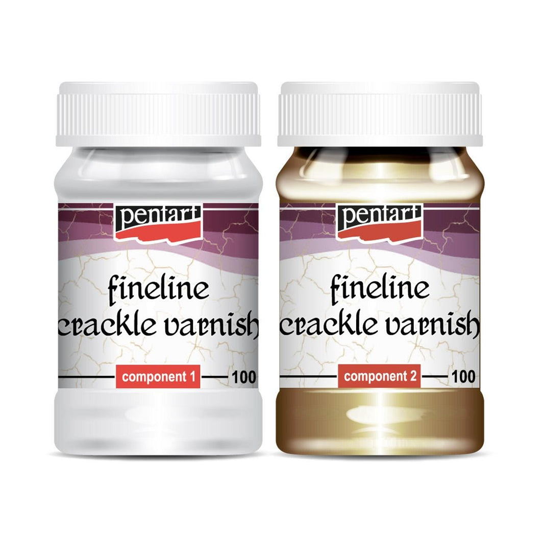 Pentart Fineline Crackle Varnish - Fine Line Cracks, Aged Effect, 2 Part Set, Pentart  Decoupage Crackle Medium, Antique Appearance