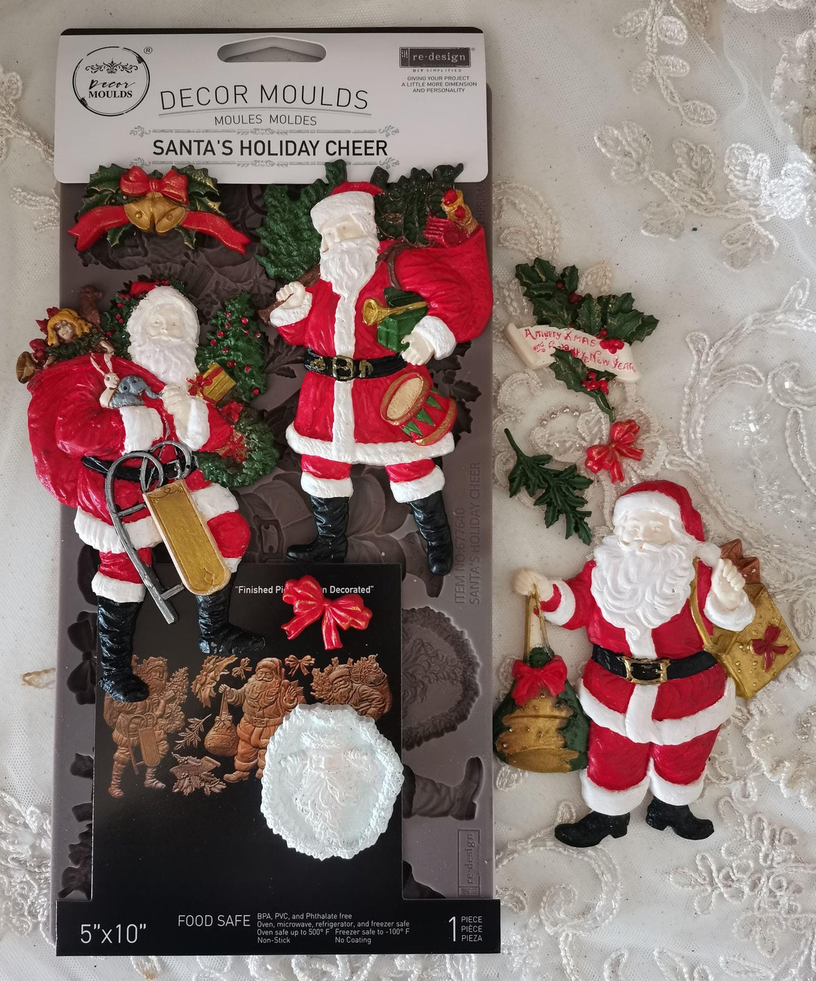 New Santa's Holiday Cheer Mold - Holiday Molds, Re-Design with Prima - Silicone Mold, Casting Mold, Mixed Media, Upcycling, Candy Molds