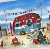 Christmas Camping - Coastal Christmas Decoupage Napkins, Christmas Paper, DIY Paper, Holiday Paper, Craft Paper, Handmade Gift Ideas