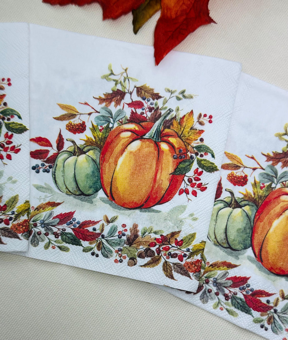 Fall Pumpkin Napkins - Decoupage Napkins, Fall Paper Napkins, Pumpkin Napkins, Fall Papers, DIY Paper, Thanksgiving Paper Gifts, Crafts