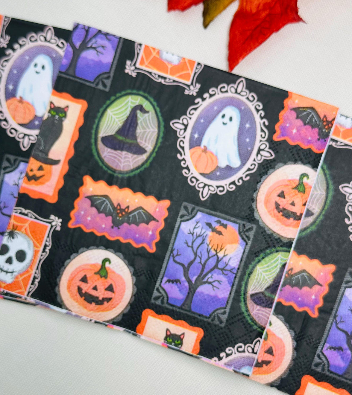 Halloween Napkin - Spooky Paper Napkins, Fall Decoupage Napkins, Ghost Napkins, Fall Papers, DIY Paper, Dog Lovers, Animal Craft Gifts