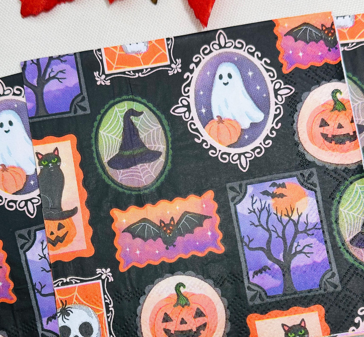 Halloween Napkin - Spooky Paper Napkins, Fall Decoupage Napkins, Ghost Napkins, Fall Papers, DIY Paper, Dog Lovers, Animal Craft Gifts