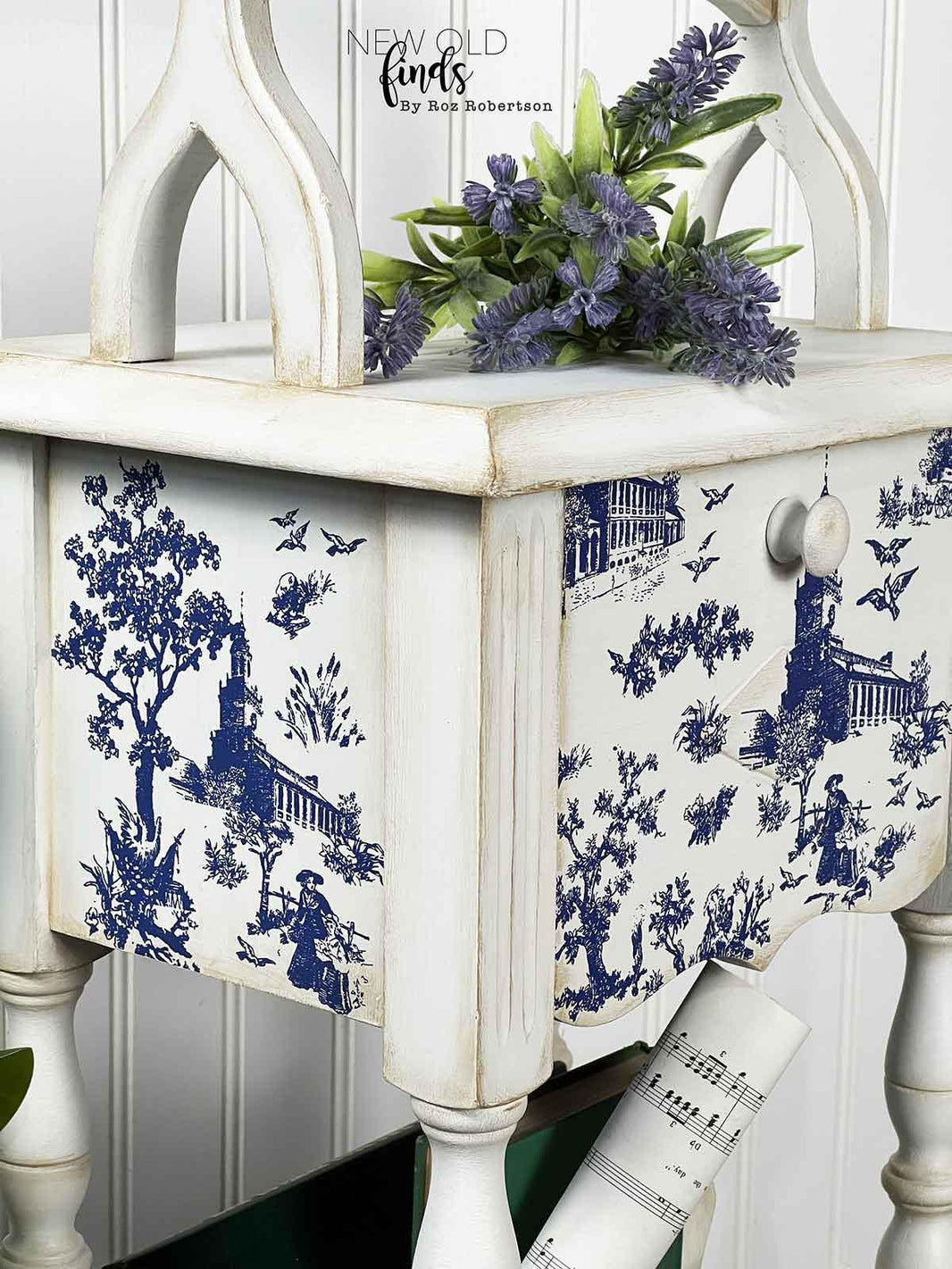 New! ReDesign Prima Small Furniture Transfers, Toile, Blue French Toile, Floral Transfers, French Script, Blue French Toile Transfers