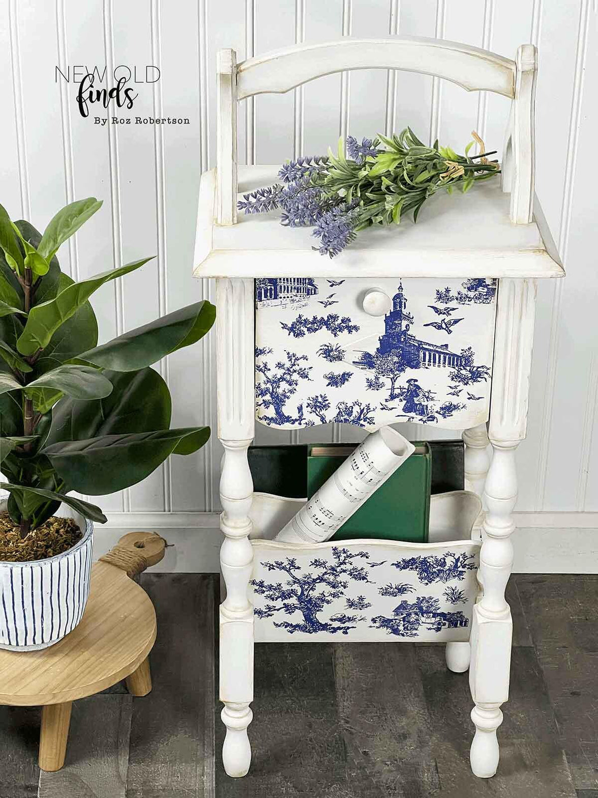 New! ReDesign Prima Small Furniture Transfers, Toile, Blue French Toile, Floral Transfers, French Script, Blue French Toile Transfers