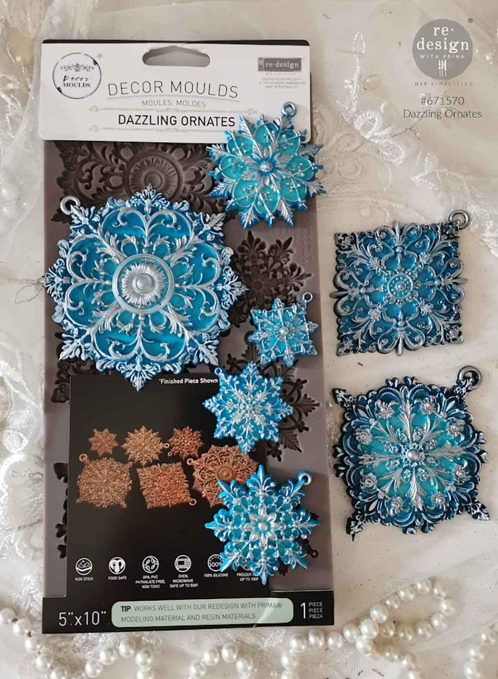 New Ornaments - Dazzling Ornates Mold - Holiday Ornaments, Prima Mold, Silicone Molds, Casting Mold, Chocolate Mold, Upcycling, Candy Molds