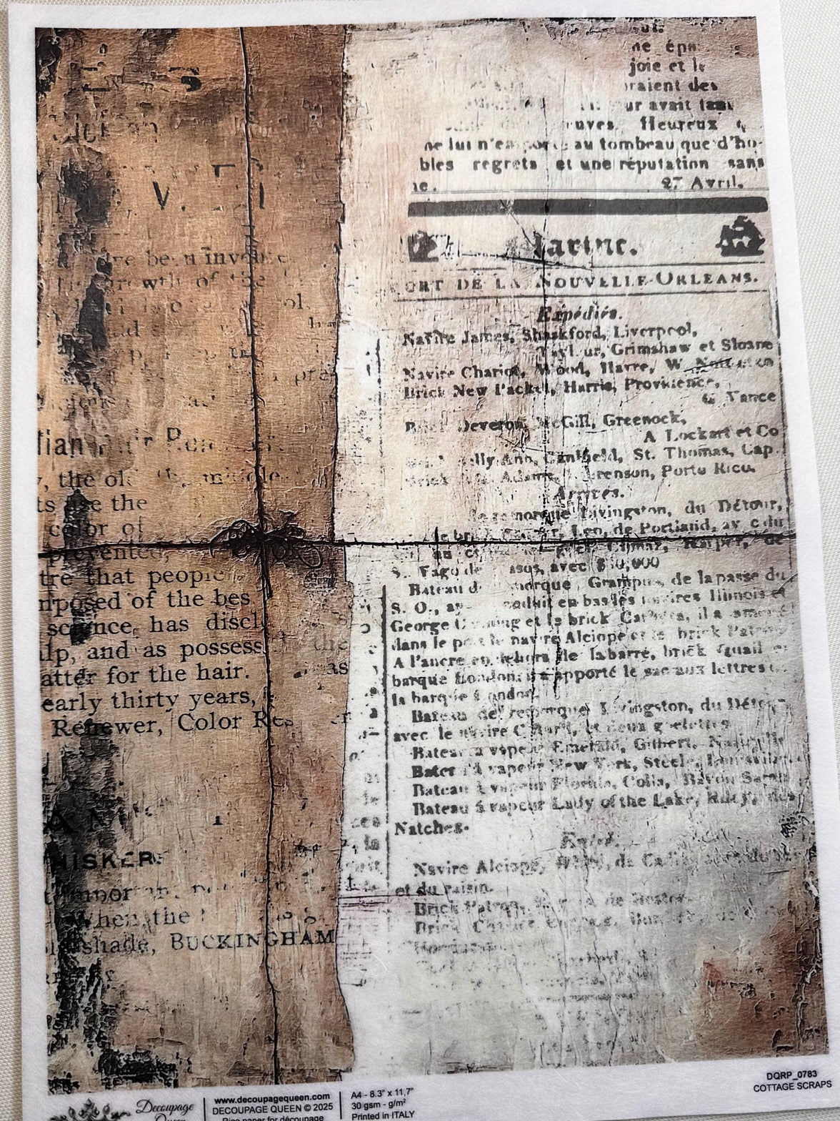 New Decoupage Paper - Antique Rustic Paper, Decoupage Queen, Antique Paper, Cottage Scraps Paper, Aged Books Paper, Distressed Paper, Crafts