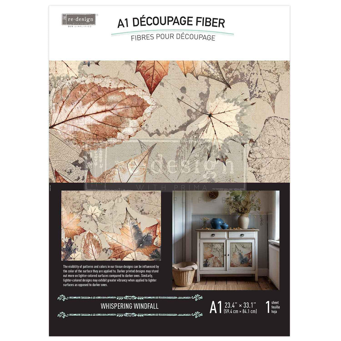 New! ReDesign Prima - Whispering Windfall, Harvest FiberTissue Paper, Fall Tissue Paper, Decoupage Paper, Harvest Decoupage Fiber Paper