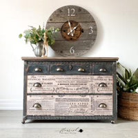 New! ReDesign Prima - Floral Text Tissue Paper, Decoupage Paper, Text Writing Paper, Furniture Tissue Paper, Decoupage Paper, Wood Paper