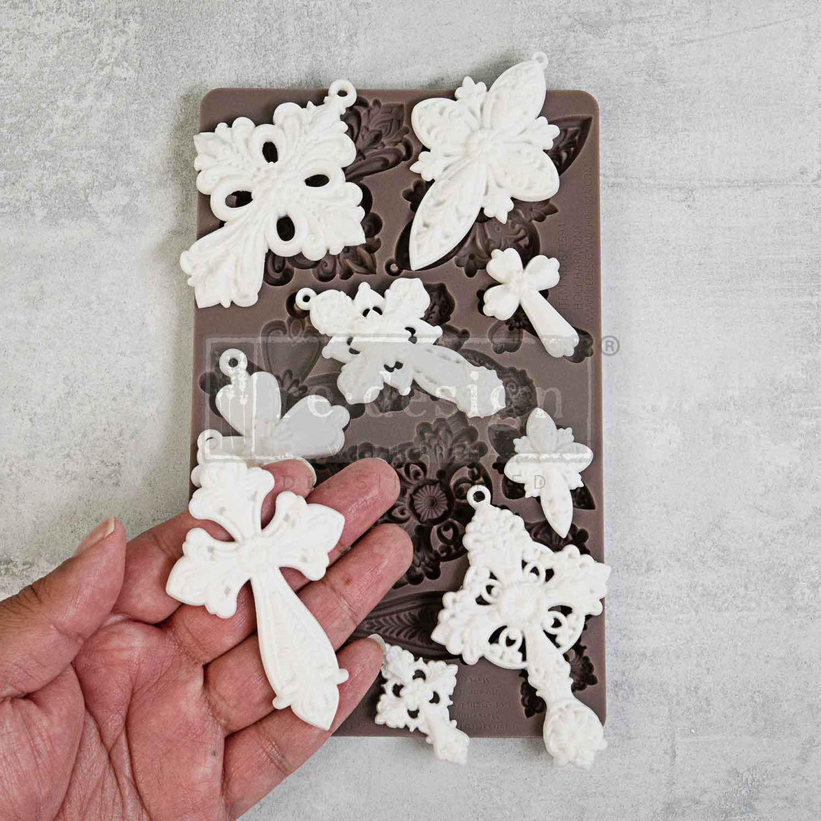 Cross Silicone Mold - Holy Harmony - Faith Mold, Cross Holiday Ornament, Silicone Molds, Casting Mold, Candy Mold, Framing Molds, Crosses