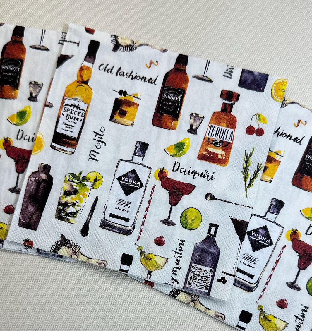 Decoupage Whiskey Napkins, Liquor Bottles - Whiskey Paper - Martini Paper,  Tequila Napkins, Scotch Paper, Alcohol Napkins, Paper Crafting