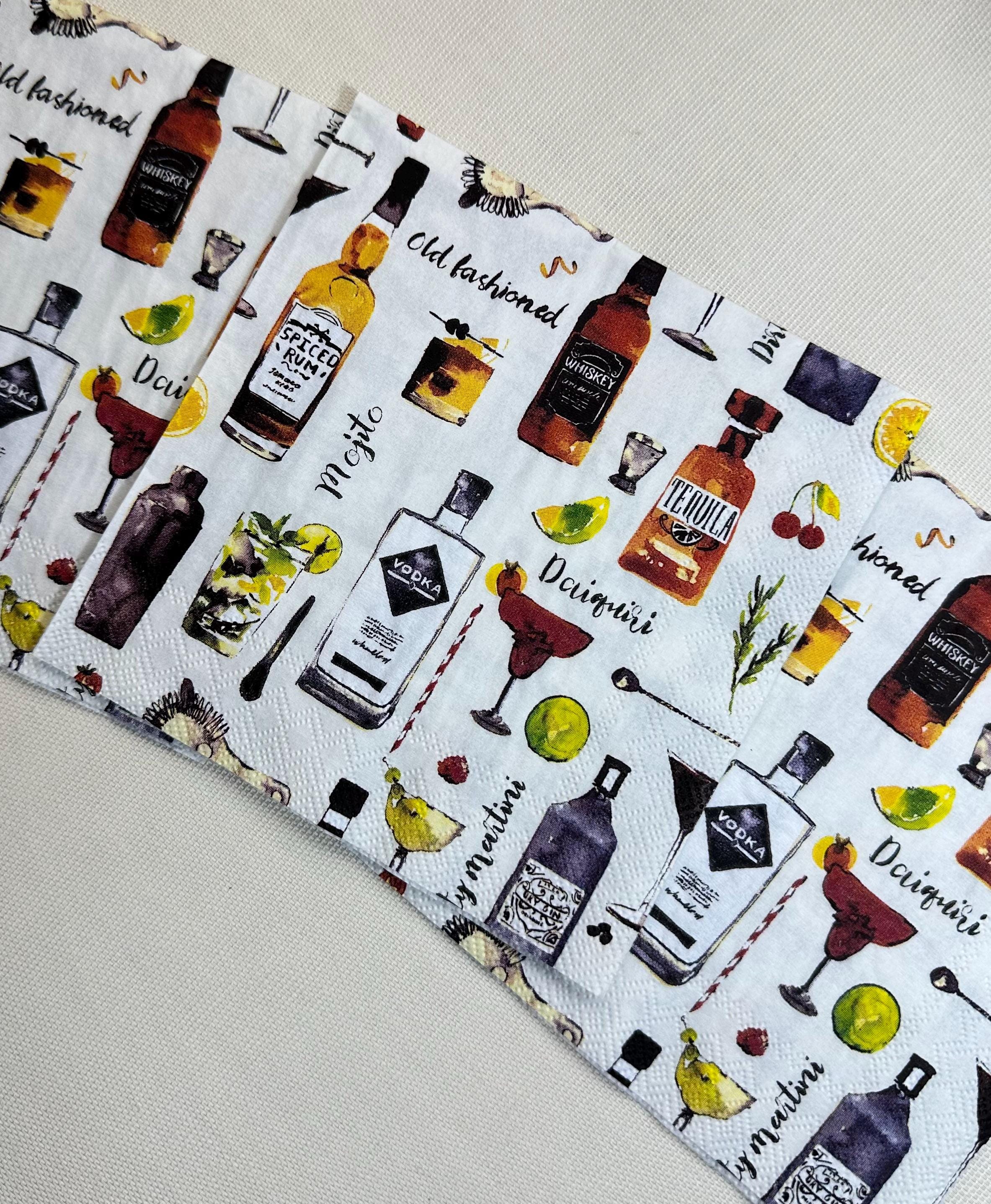 Decoupage Whiskey Napkins, Liquor Bottles - Whiskey Paper - Martini Paper,  Tequila Napkins, Scotch Paper, Alcohol Napkins, Paper Crafting